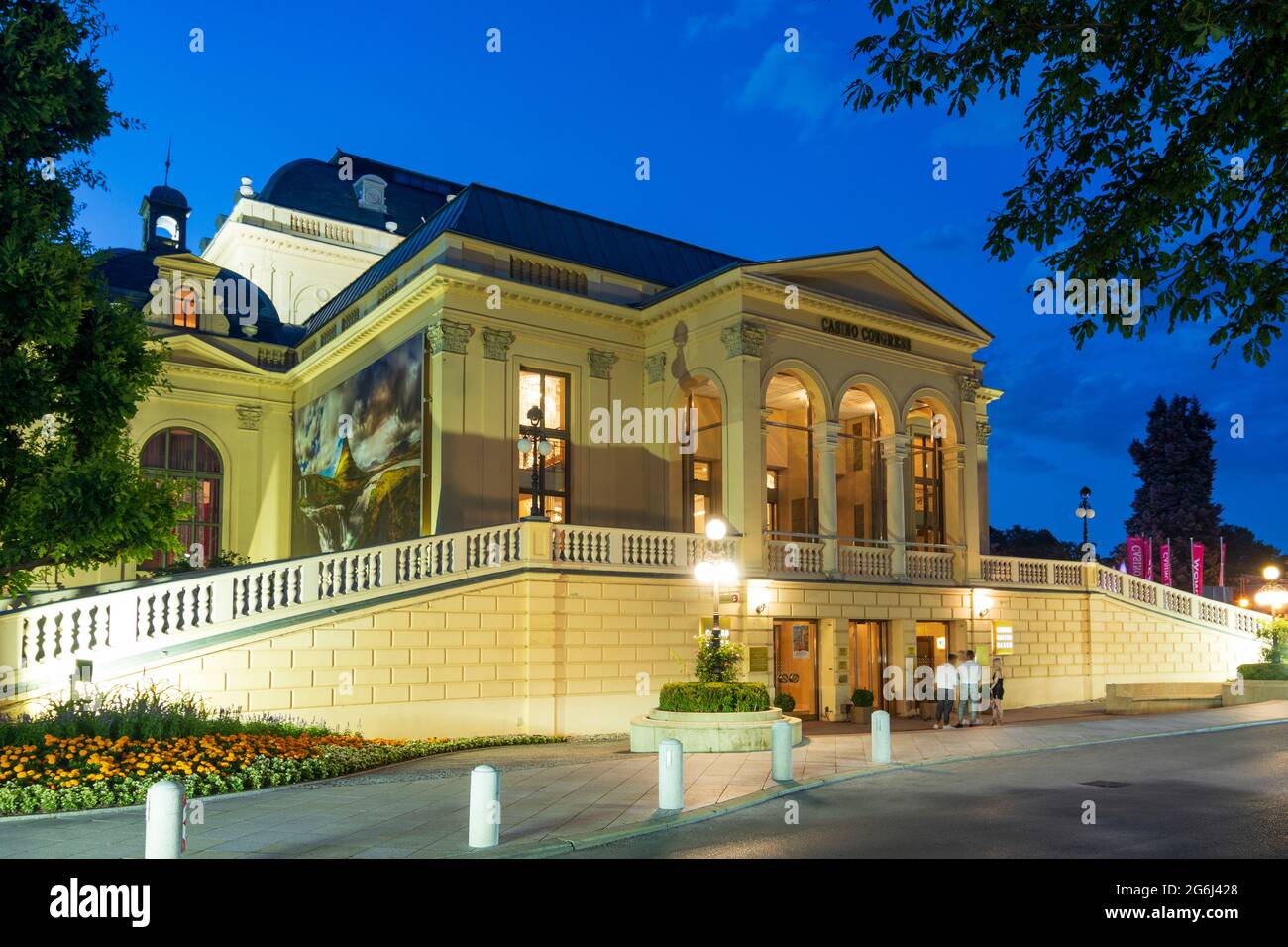 Baden: Casino, main entrance, largest casino in Europe including a congress and event center in Wienerwald, Vienna Woods, Niederösterreich, Lower Aust Stock Photo