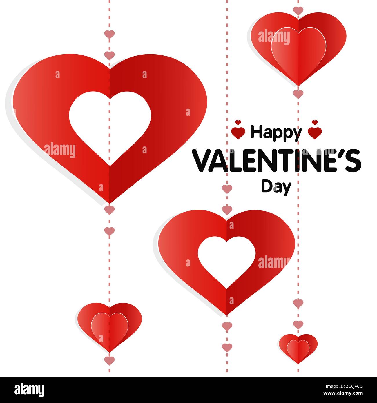 Vector illustration of Valentine s Day greeting card with red hearts on ...