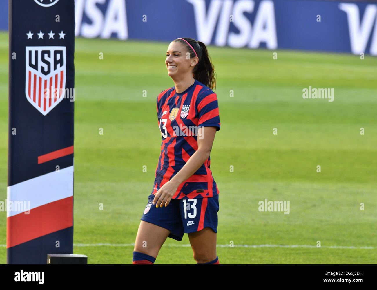 Connecticut, United States. 05/07/2021, Alex Morgan (13 USA) during the Send Off Series celebration after the International Women's match between United States and Mexico at Pratt & Whitney Stadium at Rentschler in East Hartford, Connecticut. Credit: SPP Sport Press Photo. /Alamy Live News Stock Photo