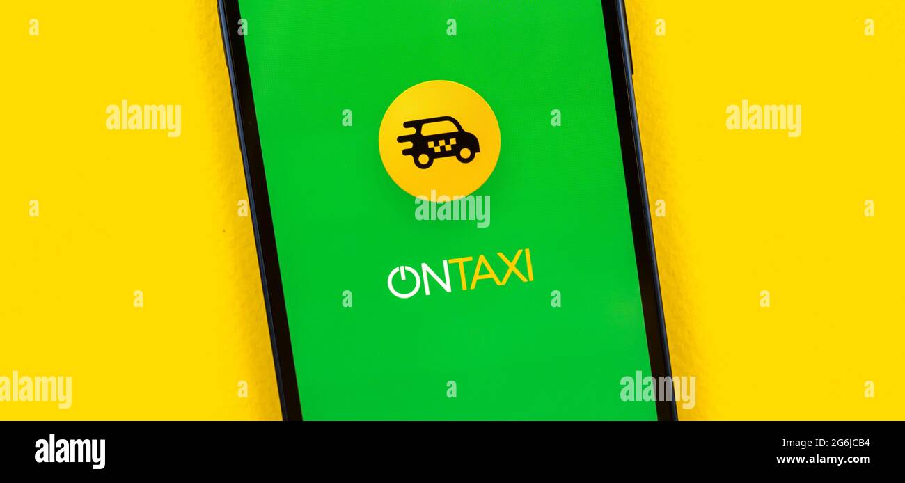 Kharkov, Ukraine - July 2, 2021: OnTaxi app logo and icon close-up ...