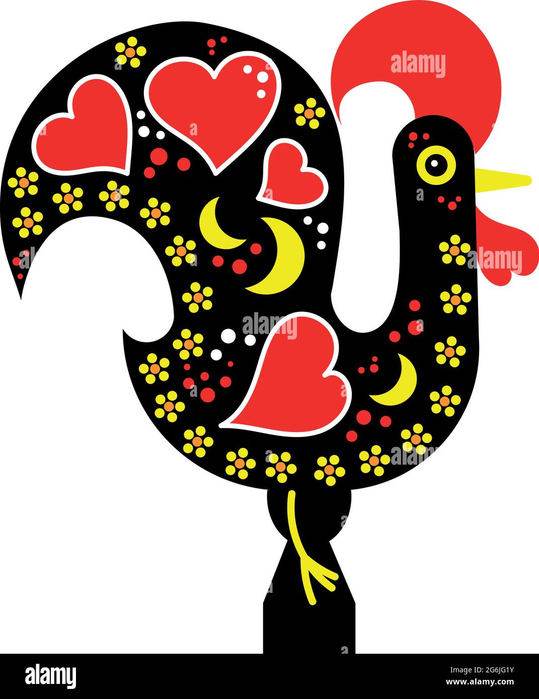 Rooster portugal, galo de Barcelos vector icon. Portugal traditional, cultural symbol. Flat colorful folklore design Stock Vector