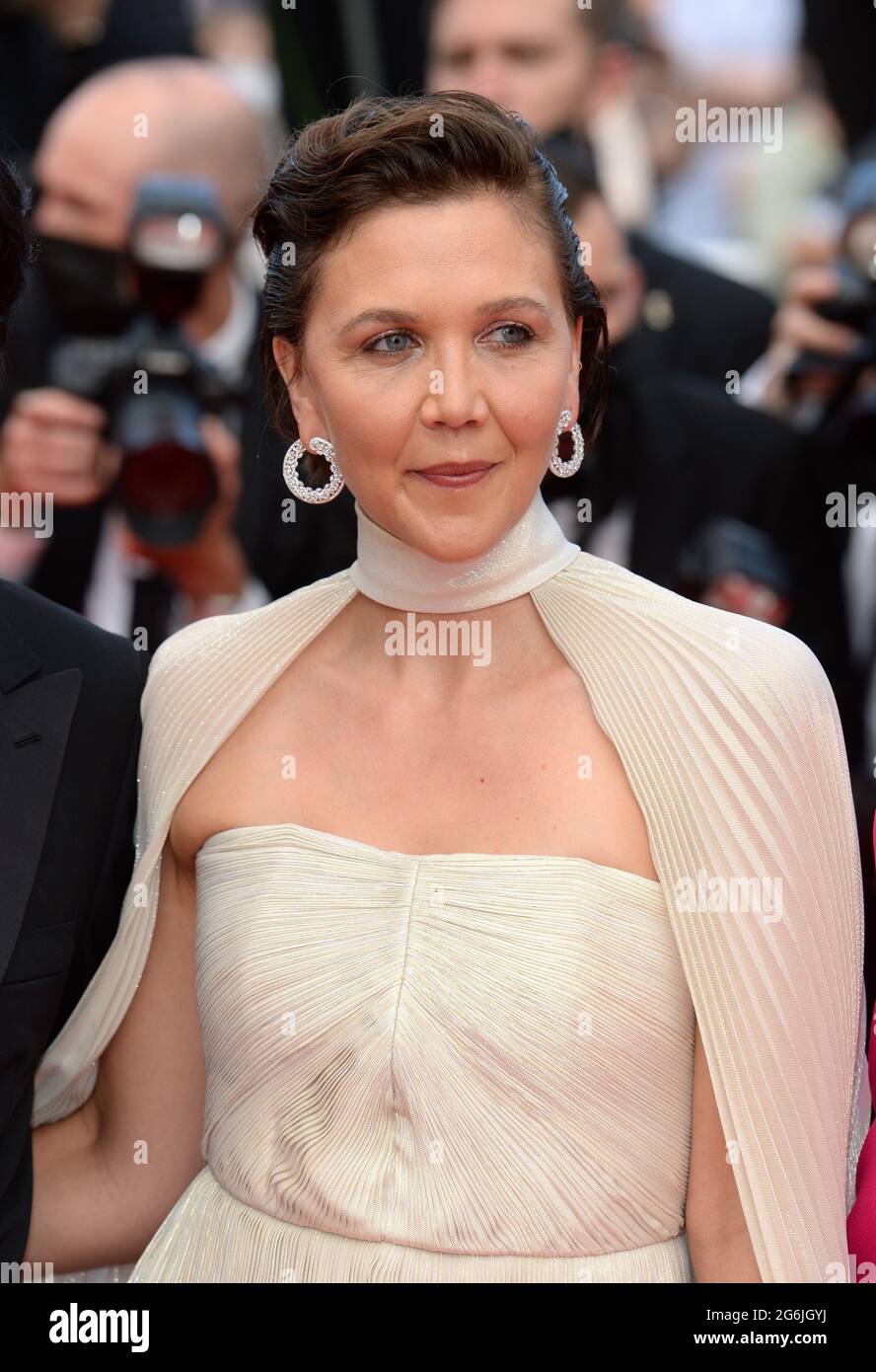 Cannes, France, 6 July 2021 Maggie Gyllenhaal at the premiere for Annette, held at the Palais des Festival. Part of the 74th Cannes Film Festival. Credit: Doug Peters/EMPICS/Alamy Live News Stock Photo