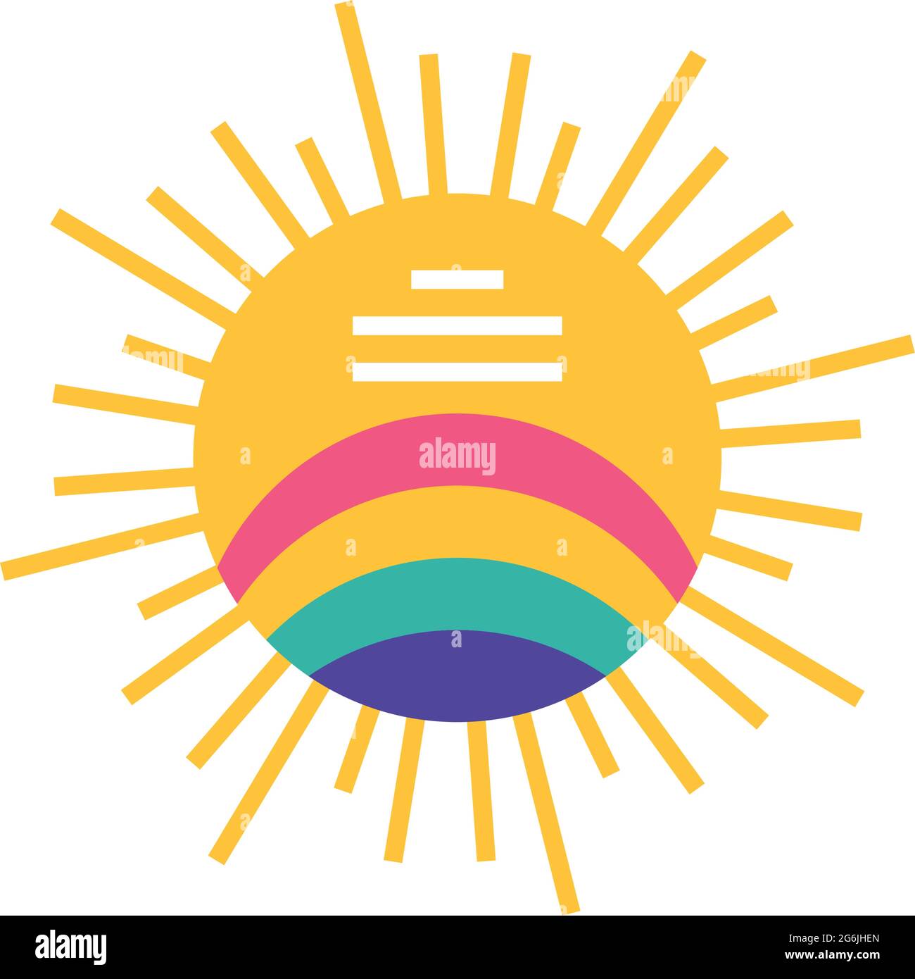 sun with rainbow cartoon Stock Vector