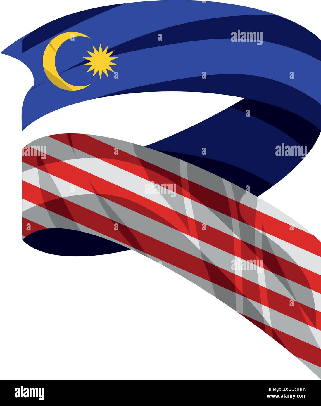 curled malaysia flag Stock Vector