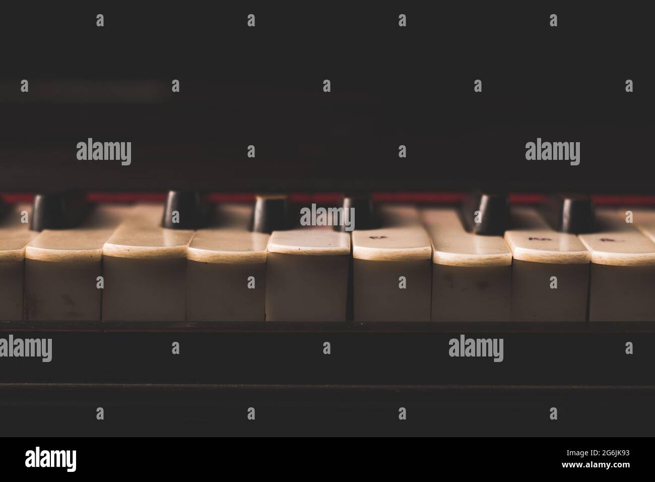 Harmonium keys with vintage looks stock image, selective focus Stock