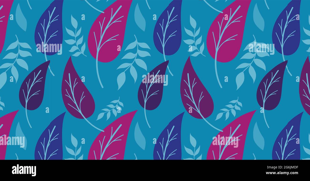 Seamless pattern, different leaves and branches - Vector illustration Stock Vector