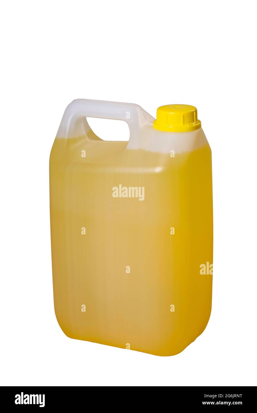 Plastic container with washing up liquid. A canister for transporting