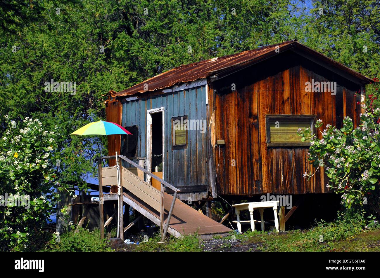Rustic home survives in the Village of Milolii on the Big Island. Old