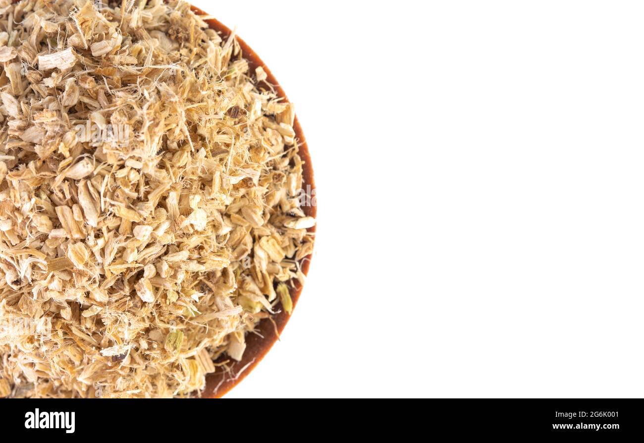 Dried Marshmallow Root Herb in a Wooden Bowl Stock Photo Alamy