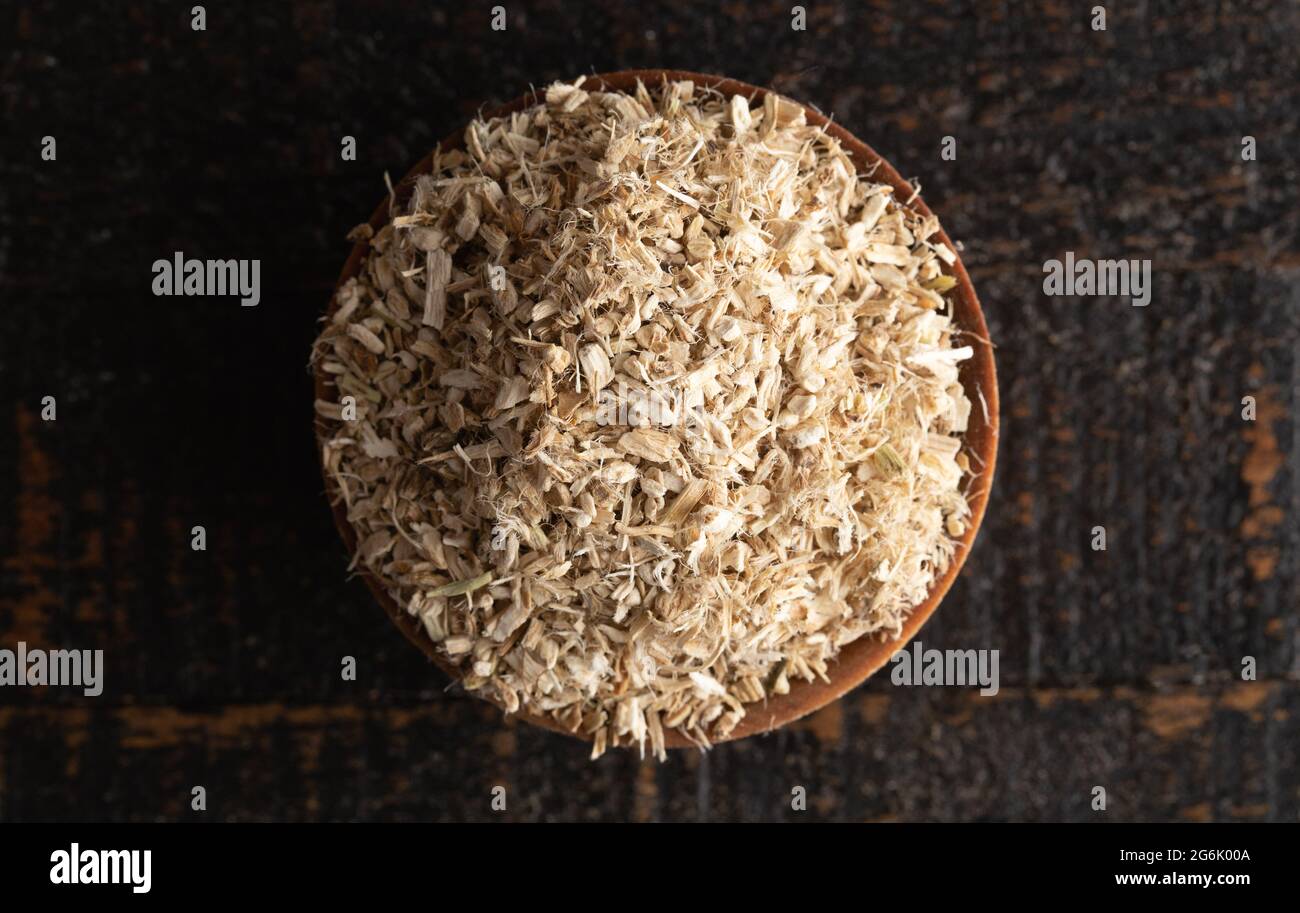 Dried Marshmallow Root Herb in a Wooden Bowl Stock Photo Alamy