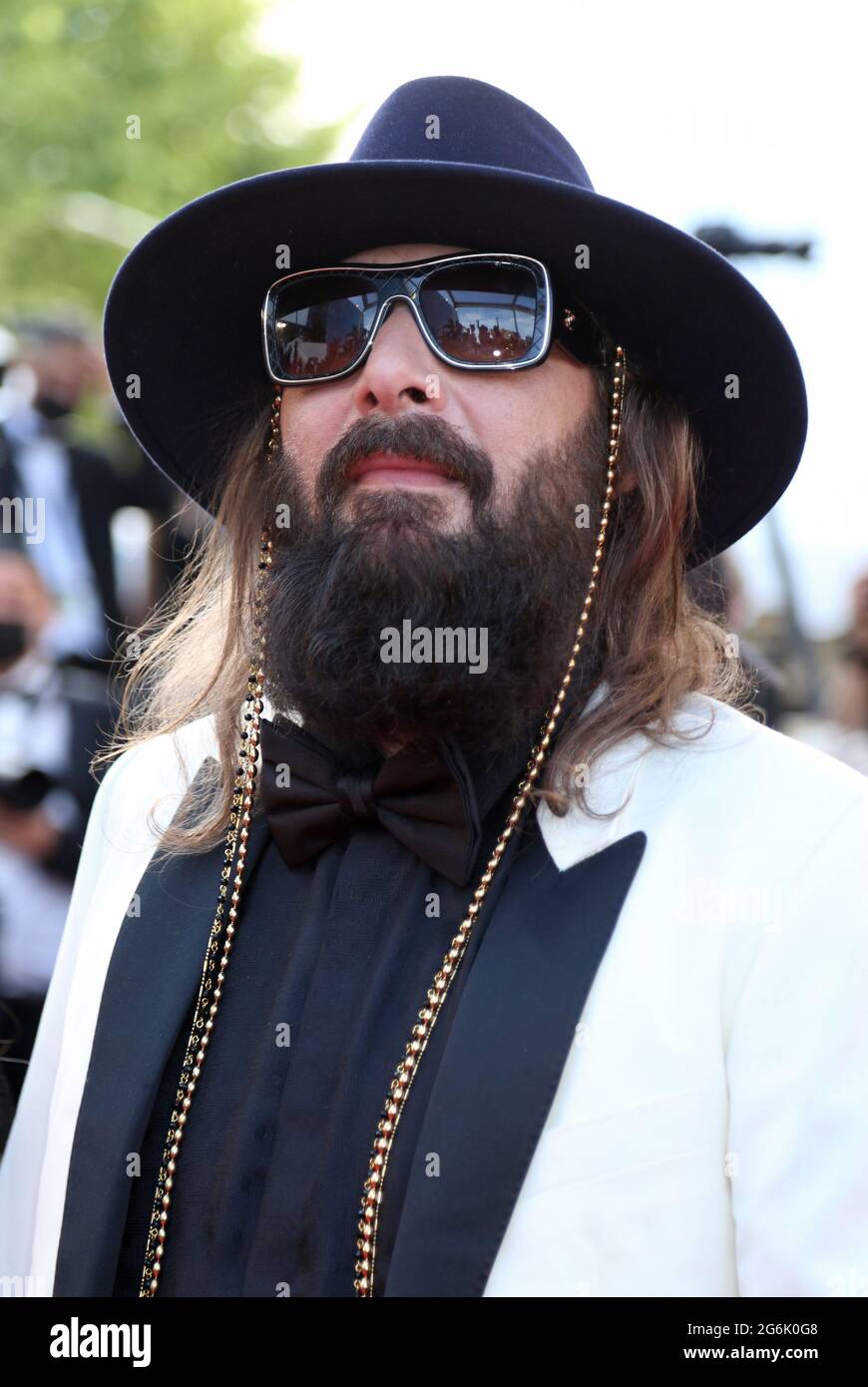 Cannes, France. 06th July, 2021. Sebastien Tellier arrives on the red carpet before the screening of the film 'Annette' at the opening of the 74th annual Cannes International Film Festival in Cannes, France on Tuesday, July 6, 2021. Photo by David Silpa/UPI Credit: UPI/Alamy Live News Stock Photo