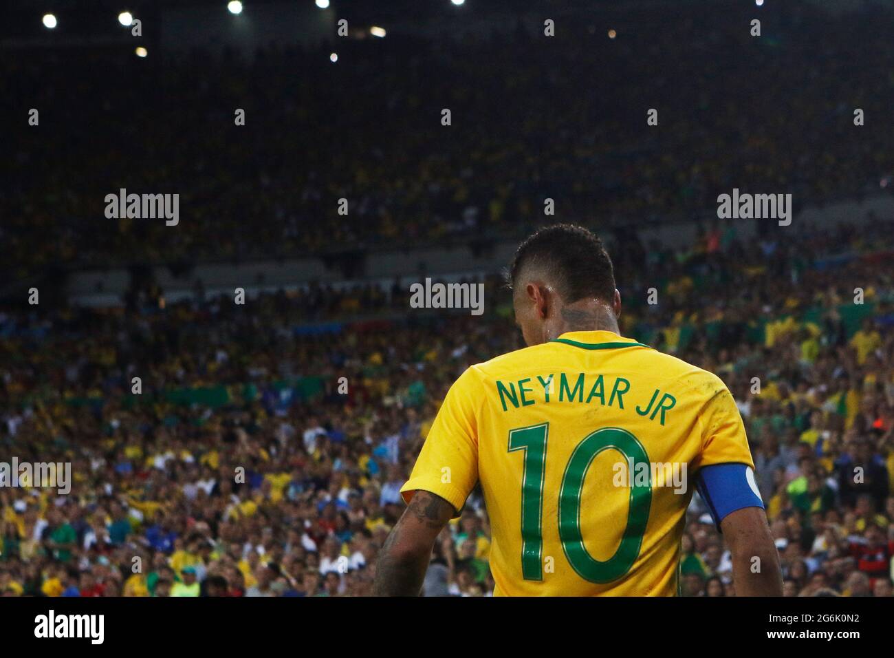 Neymar Jr Brazilian Soccer Player Superstar At Maracana Stadium National Team Forward At Final Gold Medal Match At Rio 16 Olympic Games Stock Photo Alamy