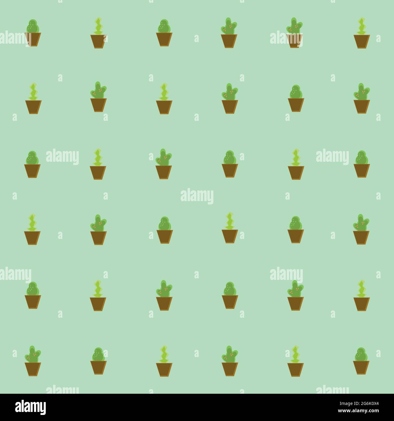 Seamless pattern, various plants in pots - Vector illustration Stock Vector