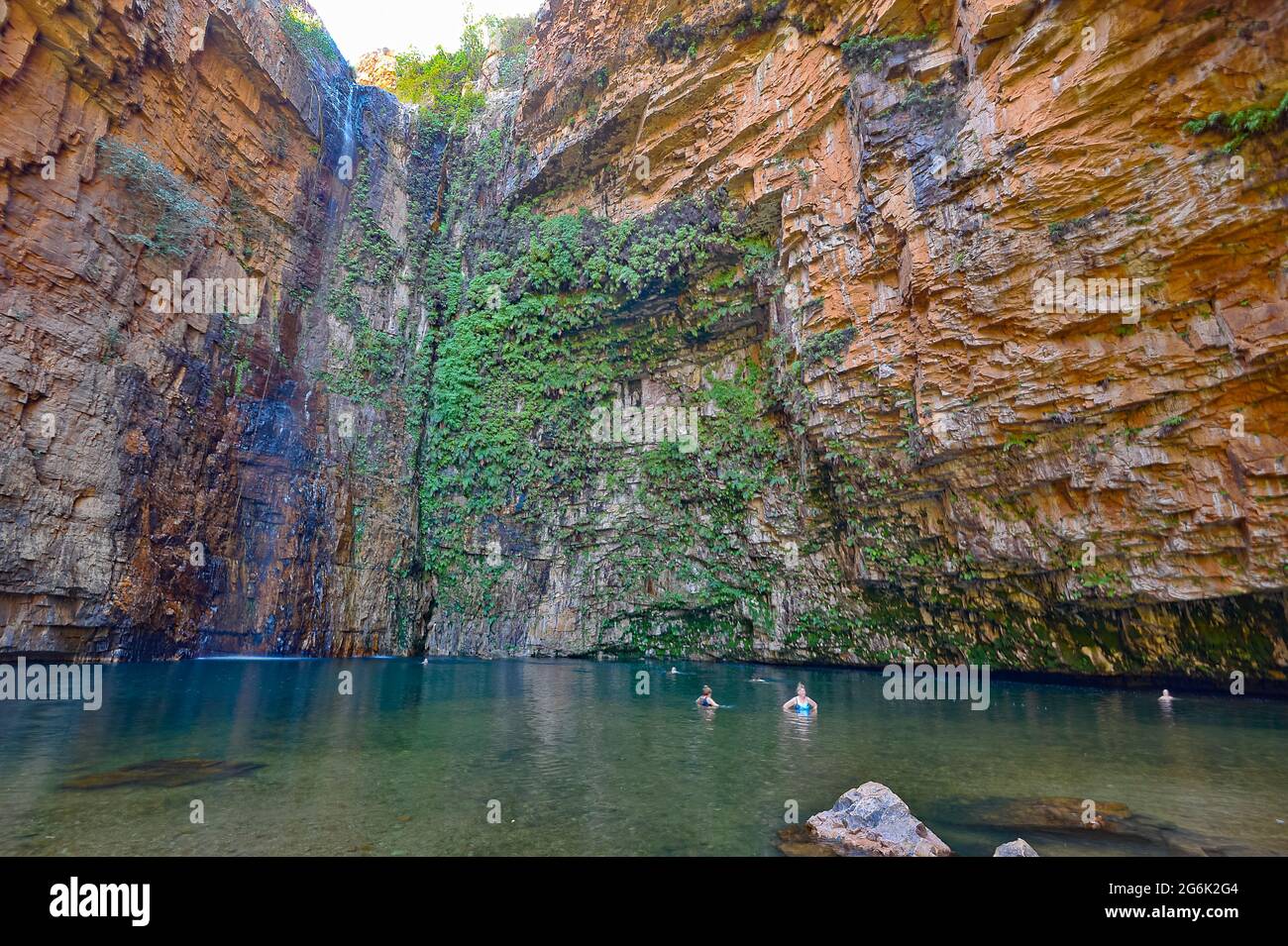 Tourists swimming in the plunge pool at popular Emma El Questro