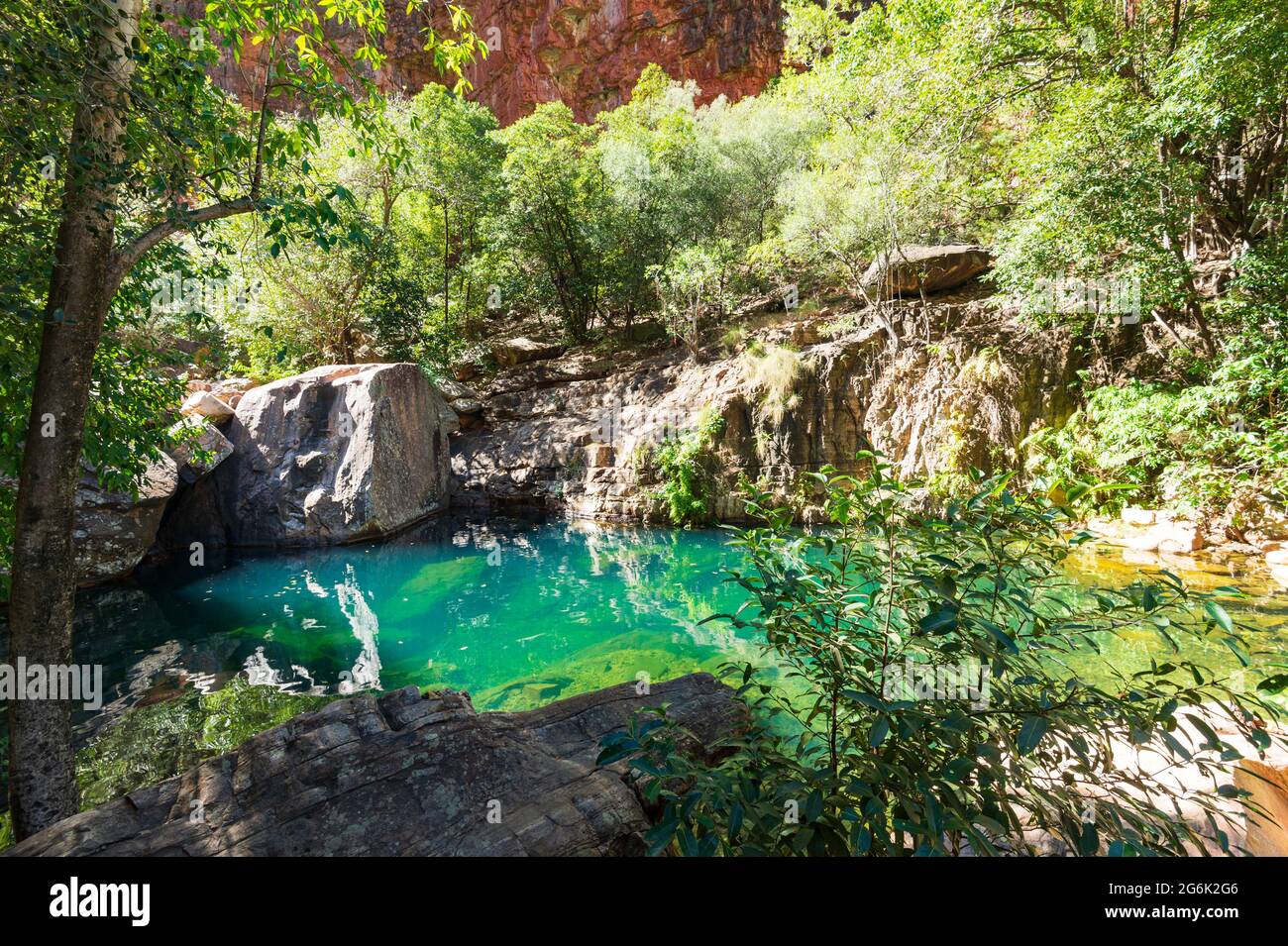Scenic green swimming hole at popular Emma Gorge, El Questro, Gibb River Road, Western Australia, WA, Australia Stock Photo