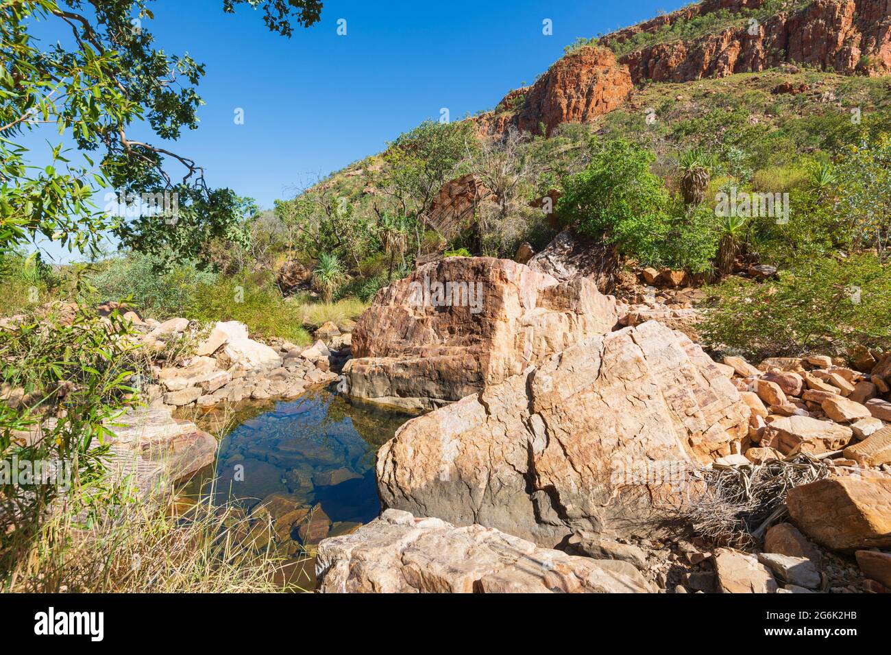 View of a pretty ock pool at picturesque Emma El Questro, Gibb