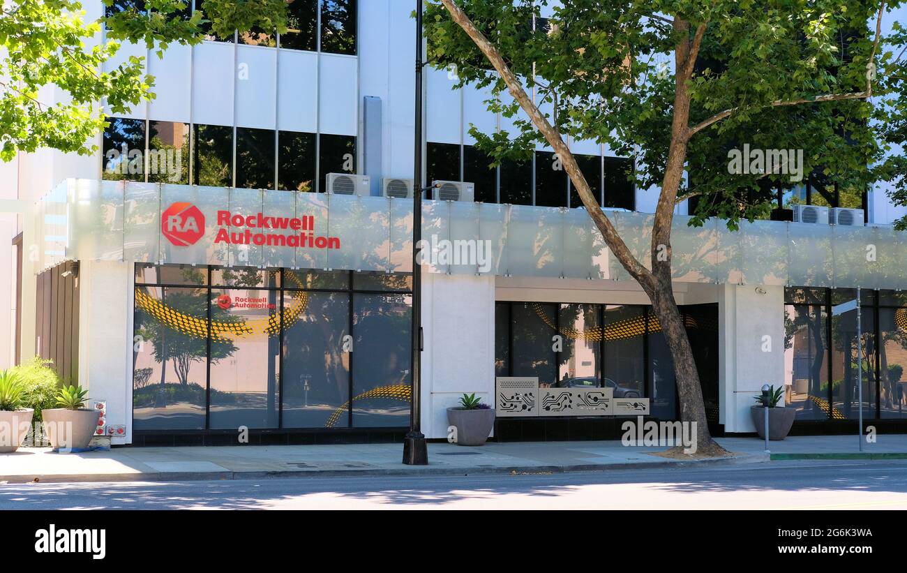 Main floor and street entrance to Rockwell Automation's Silicon Valley office building in downtown San Jose, California. Stock Photo