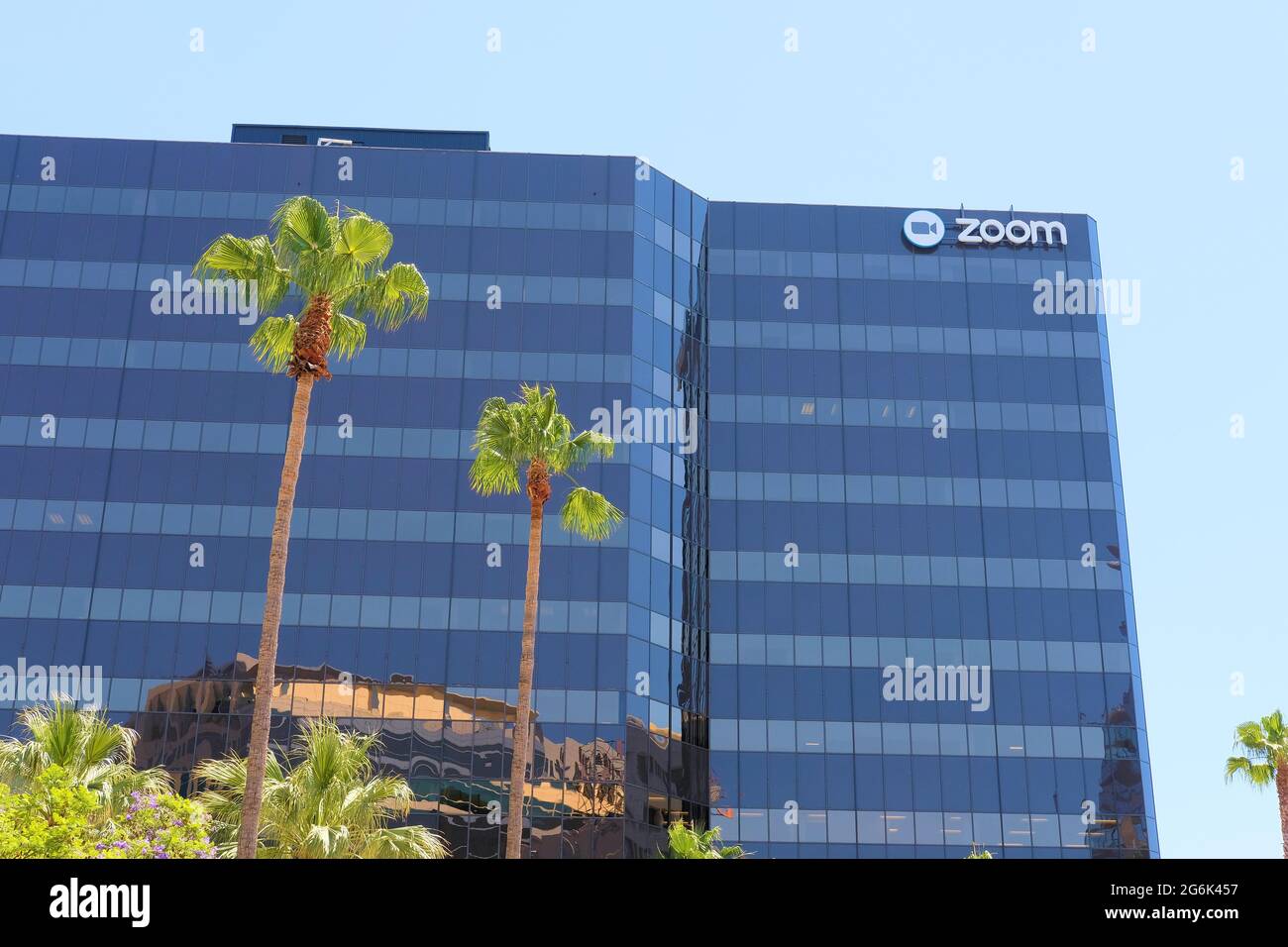 Zoom Video Communications, Inc. headquarters in San Jose, California; communication technology, videotelephony and online chat services provider. Stock Photo