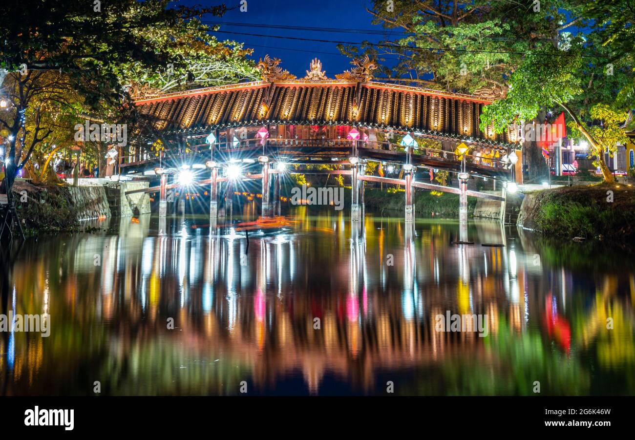 Ancient wooden bridge on the river central vietnam Stock Photo - Alamy