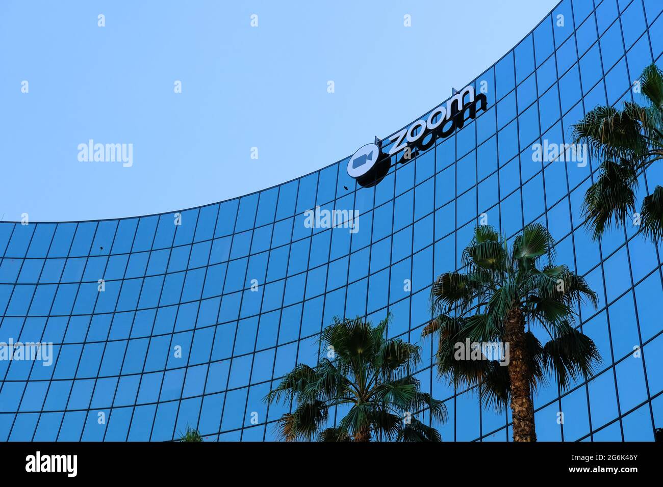 Zoom Video Communications, Inc. headquarters in San Jose, California; communication technology, videotelephony and online chat services provider. Stock Photo