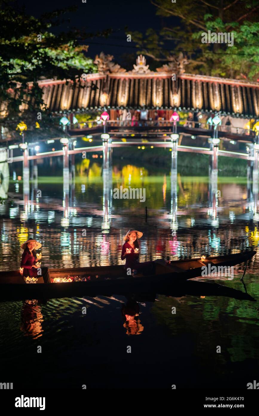 Ancient wooden bridge on the river central vietnam Stock Photo - Alamy