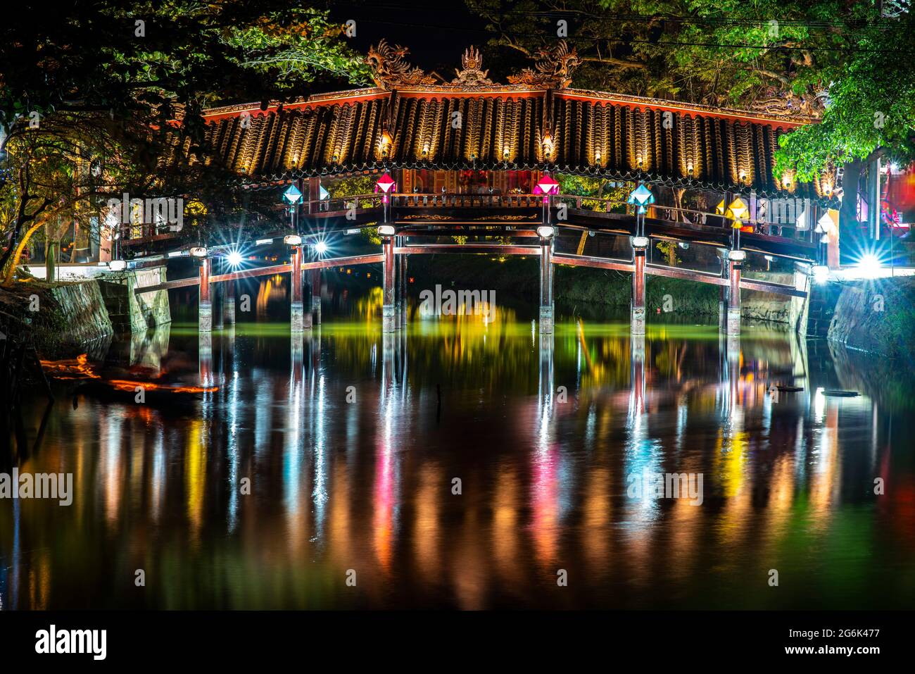 Ancient wooden bridge on the river central vietnam Stock Photo - Alamy