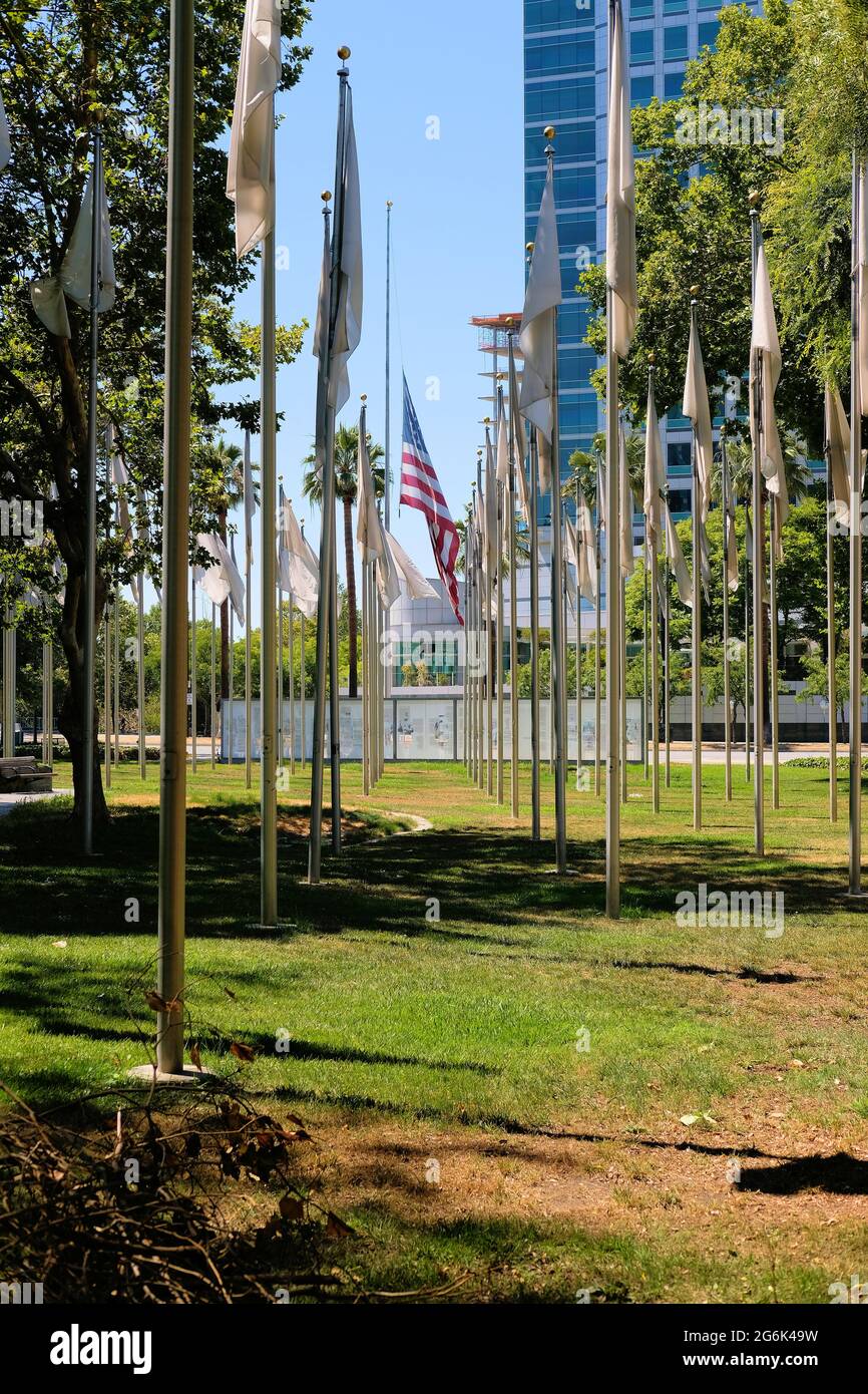 Veterans Memorial in San Jose, California; a commemorative public art installation in honor of those who served in a United States military branch. Stock Photo
