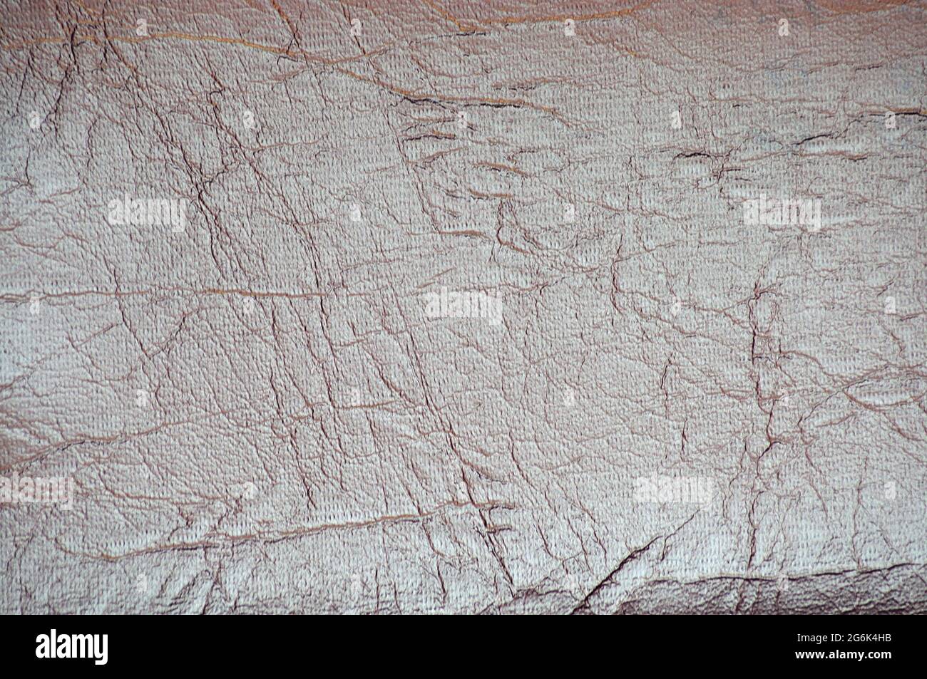 Surface of gray genuine leather with large wrinkles, tinted silver with