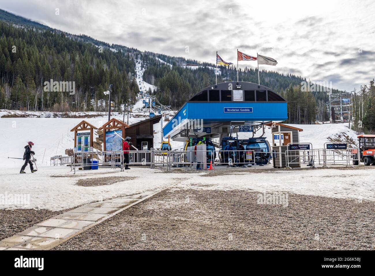 REVELSTOKE, CANADA - MARCH 15, 2021: revelation gondola at ski resort early spring Stock Photo