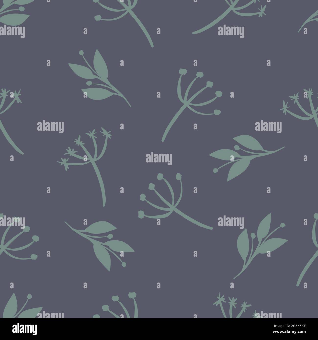 Seamless pattern, different leaves and branches - Vector illustration Stock Vector