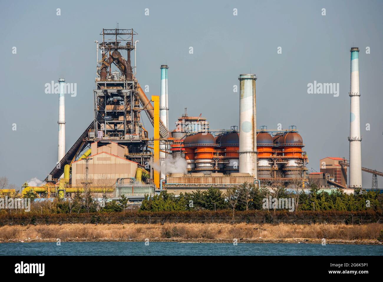 March 13, 2018-Pohang, South Korea-A General view of POSCO Steel Plant ...