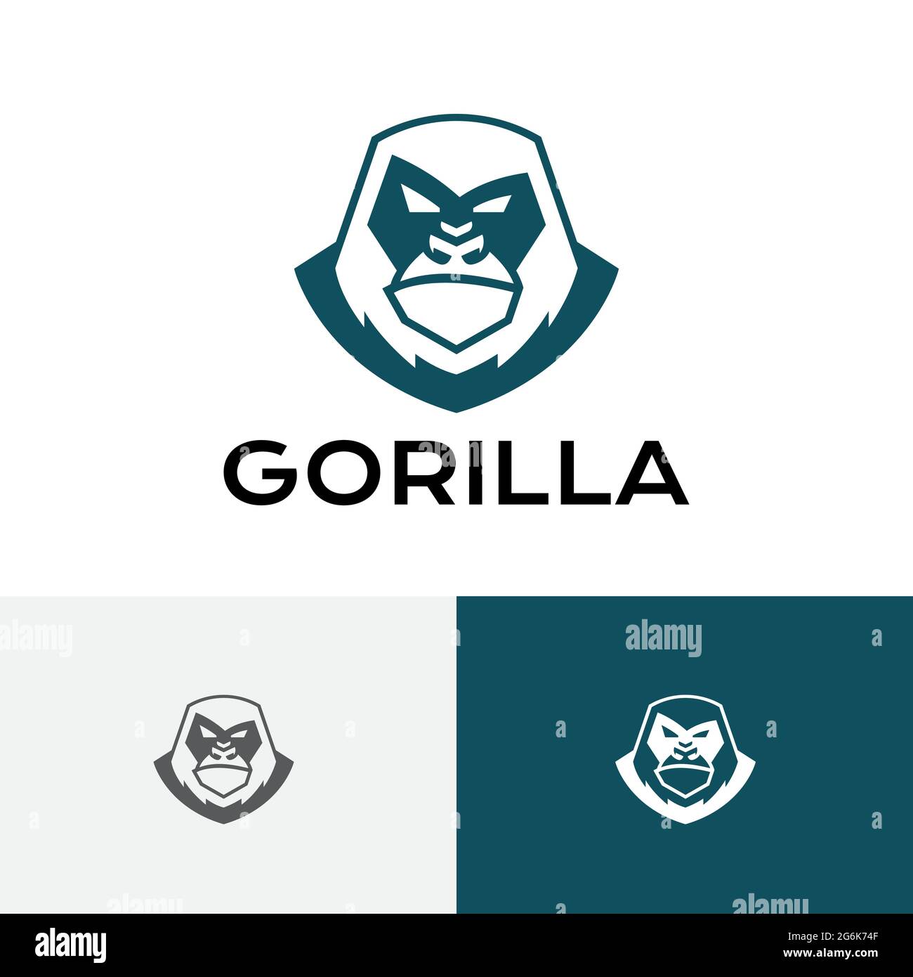 Big Strong Gorilla Silverback Monkey Ape Animal Logo Stock Vector