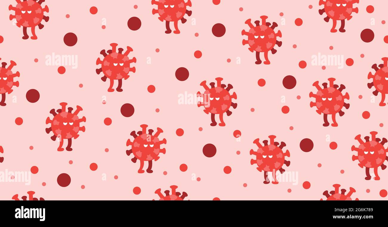 Seamless pattern, novel coronavirus COVID-19 virus - Vector illustration Stock Vector