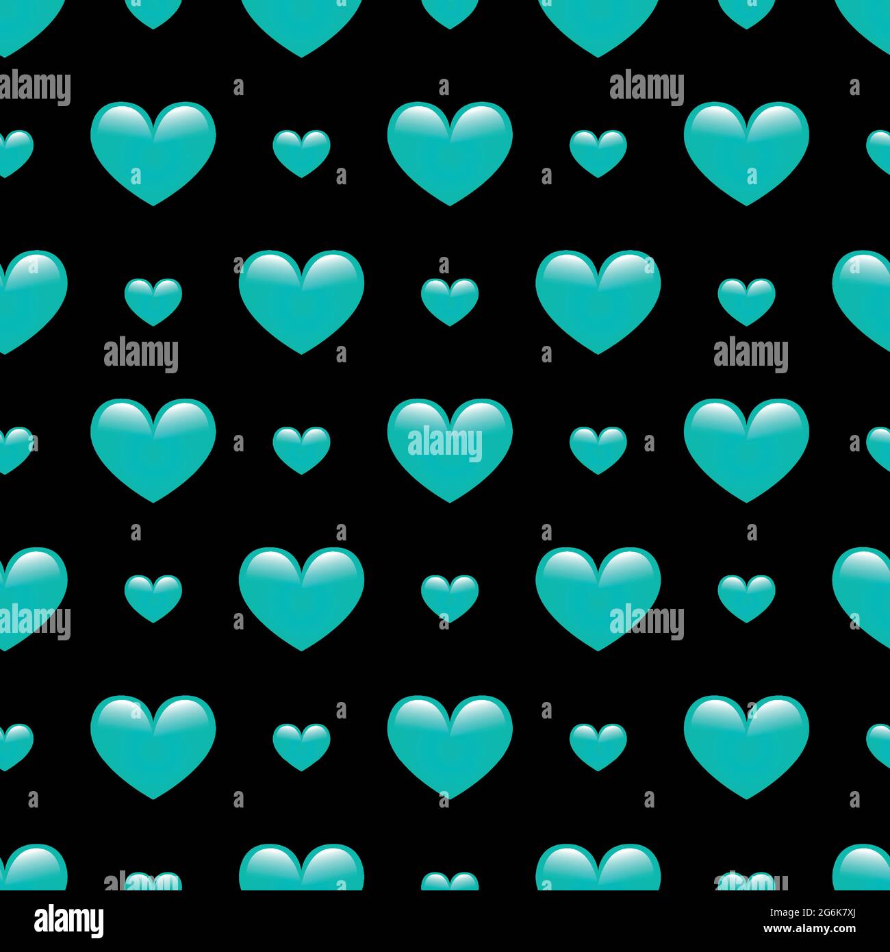 Seamless pattern, hearts on a black background - Vector illustration Stock Vector
