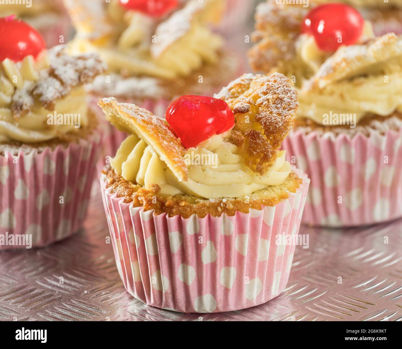 Fairy cakes. Traditional British style cupcake. UK Food Stock Photo
