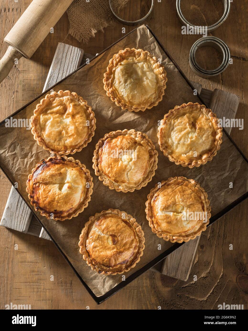 Mattentaarten. Almond milk curd tarts. Flemish speciality. Belgium Food Stock Photo