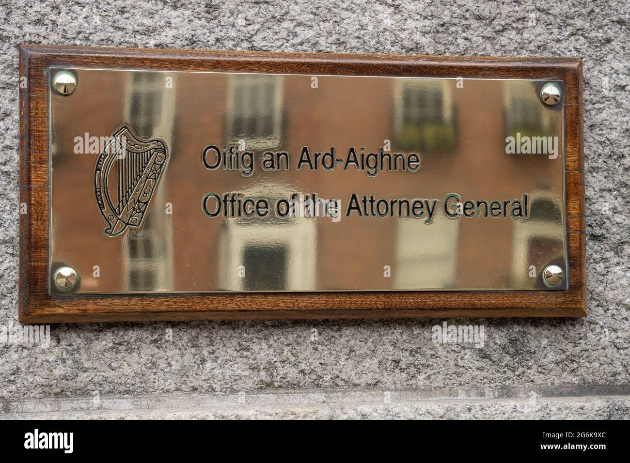 Dublin City, Dublin, Ireland, June 28th 2021. Signage at the Office of the Attorney General Stock Photo