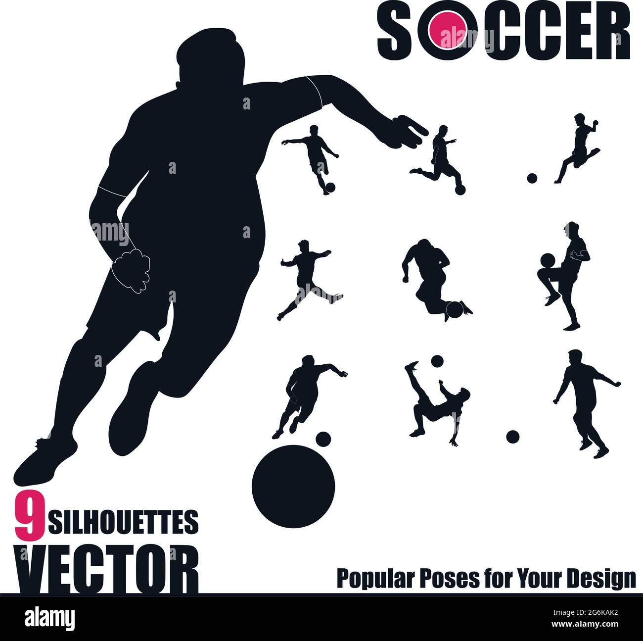 Vector Football (soccer) Player Silhouette Stock Vector - Illustration of  footballer, goal: 23365314