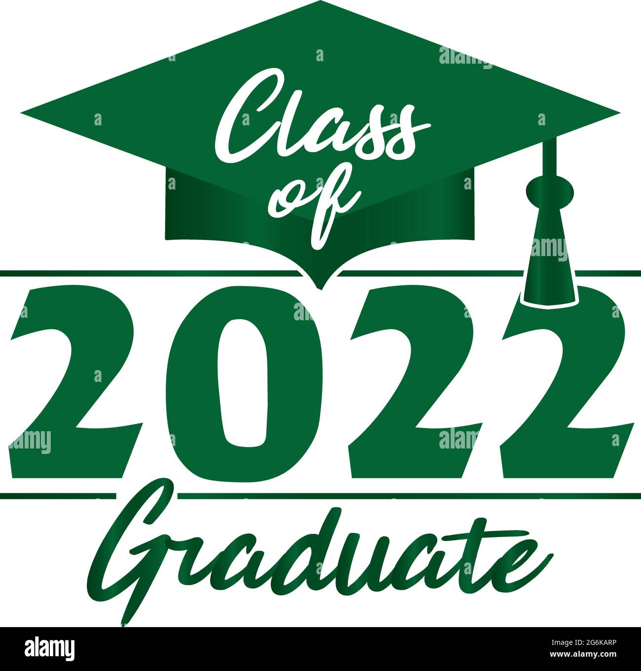 Class of 2022 Graduate Green Graphic Stock Vector