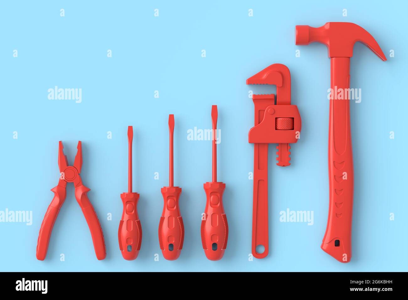 Top view of monochrome construction tools for repair and installation ...