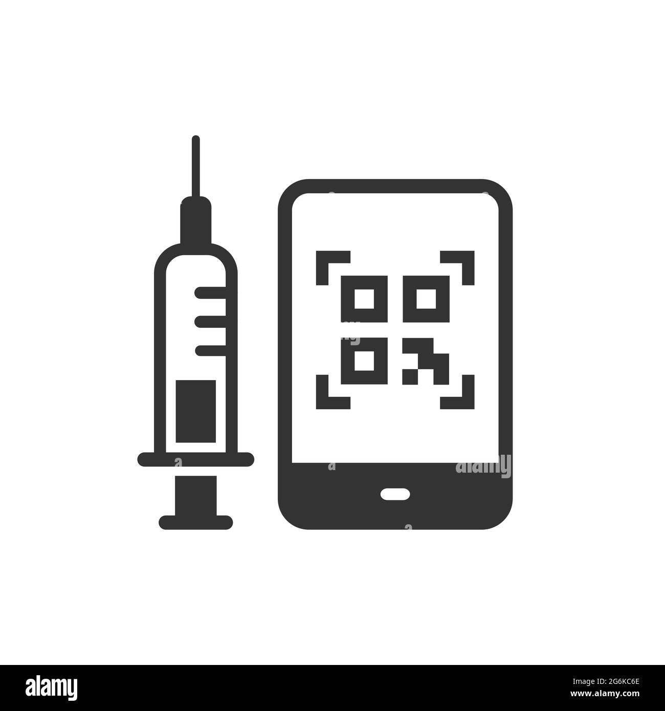 QR code vaccination covid-19 icon. Vector illustration isolated on white. Stock Vector
