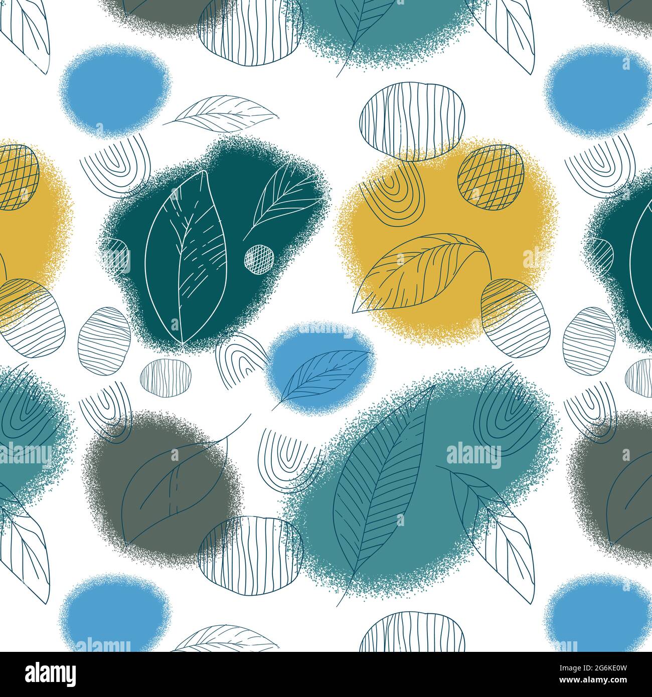 Seamless pattern, different leaves and branches - Vector illustration Stock Vector