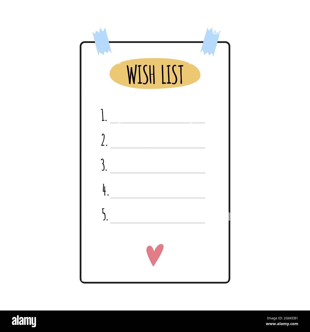 Wish list elements for bullet journal. Page template with numbers. Wishlist.  Vector illustration isolated on white background Stock Vector Image & Art -  Alamy