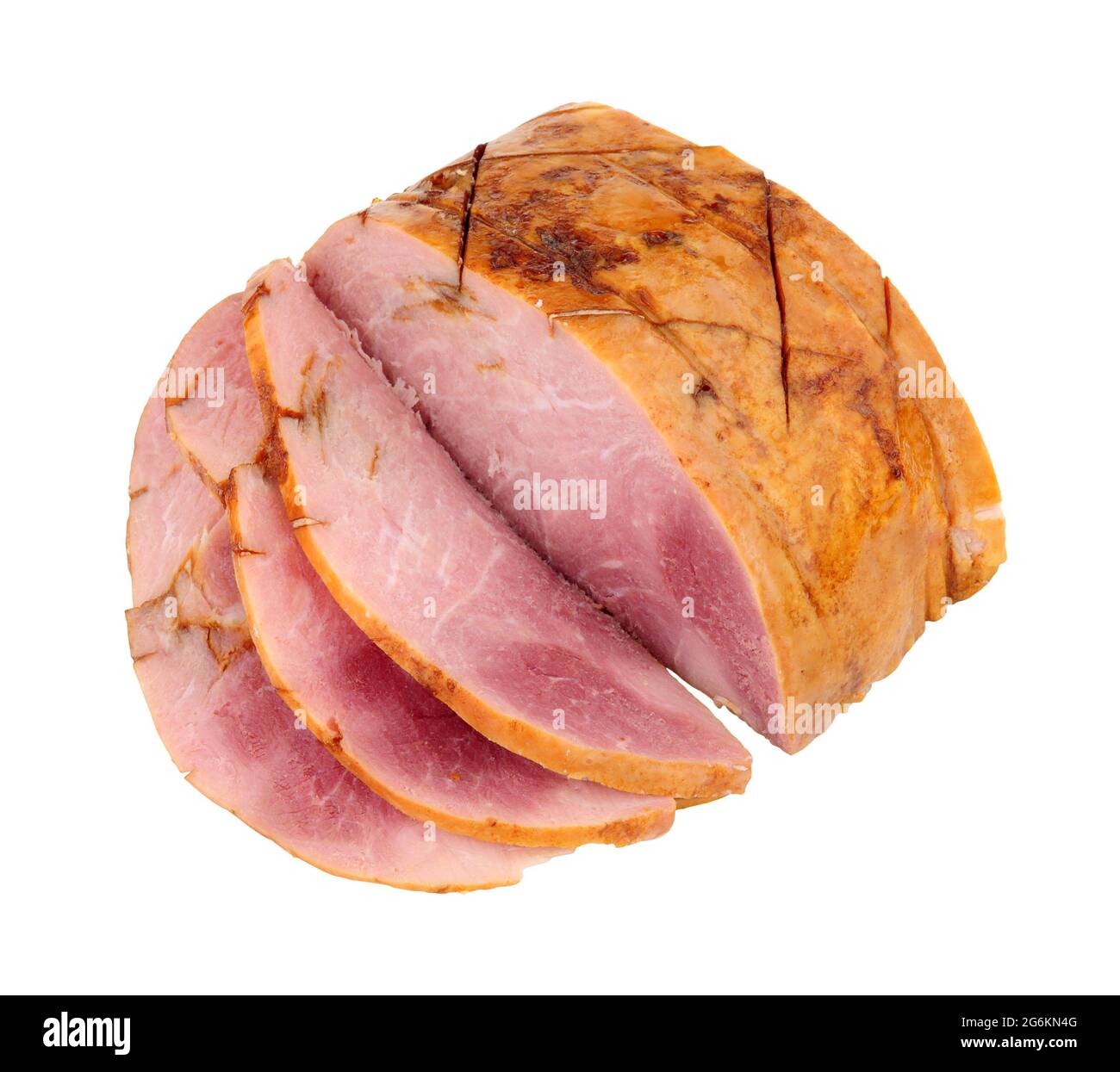 Honey glazed roast ham joint isolated on a white background Stock Photo