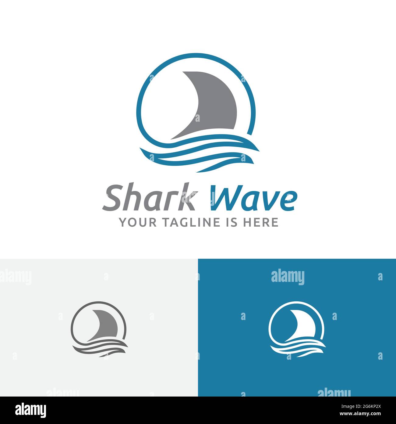 Shark Fin Fish Wave Ocean Wildlife Circle Logo Stock Vector
