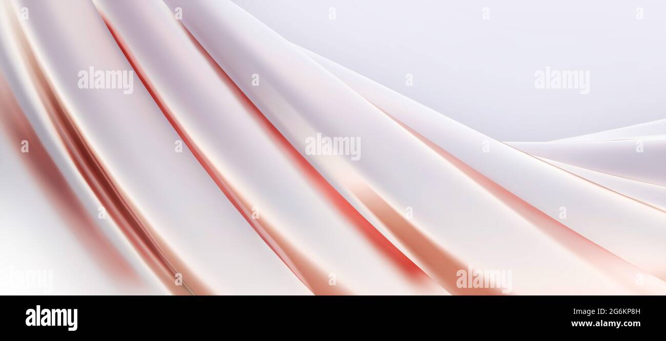 Colorful abstract panoramic background: geometric rose gold matte curve.  ( Car backplate, 3D rendering computer digitally generated illustration.) Stock Photo