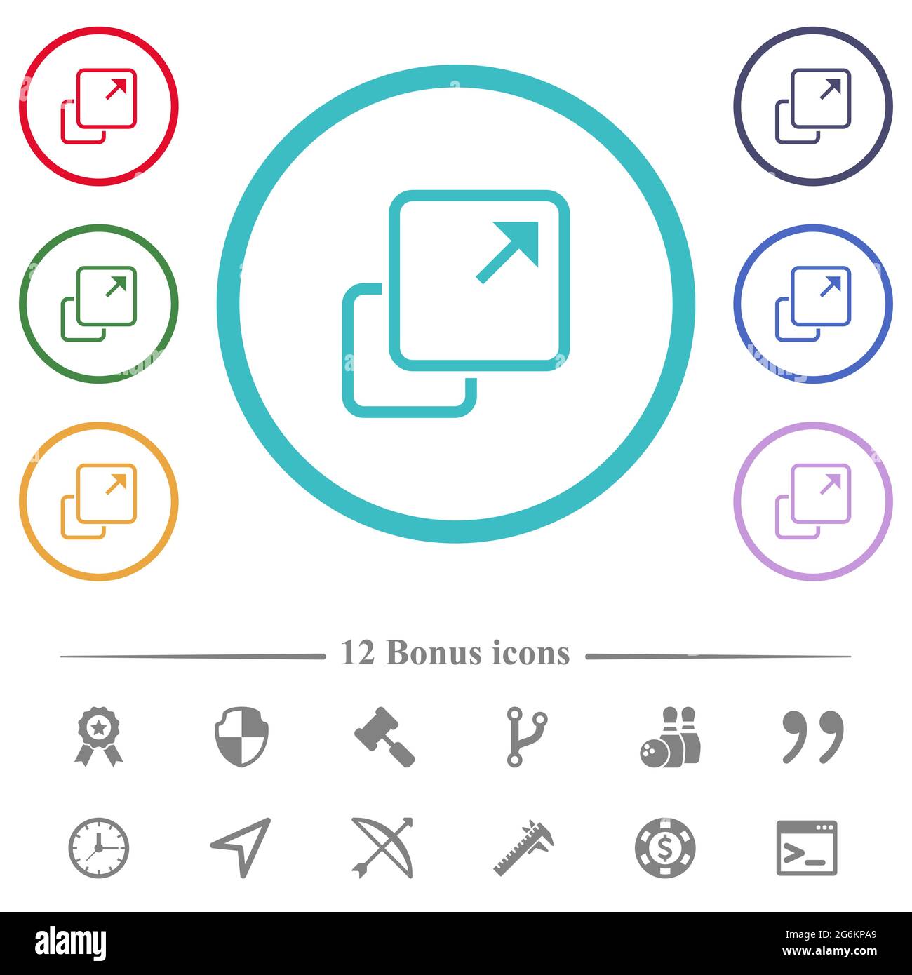 Extend element flat color icons in circle shape outlines. 12 bonus ...
