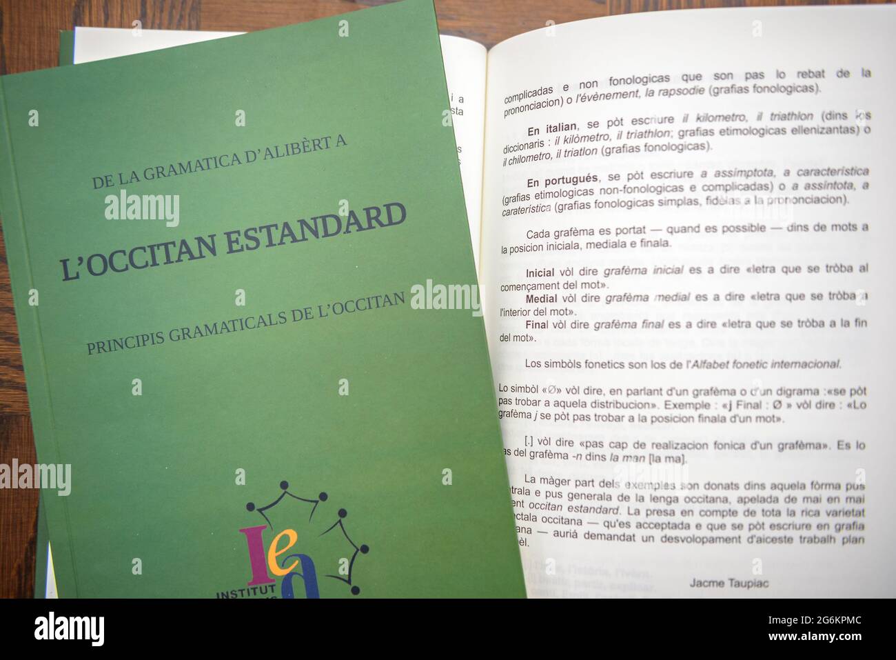 Acadèmia Aranesa dera lengua occitana (former Institut d'Estudis Aranesi). Detail of some books written in Aranese (Vielha, Aran Valley, Spain) Stock Photo