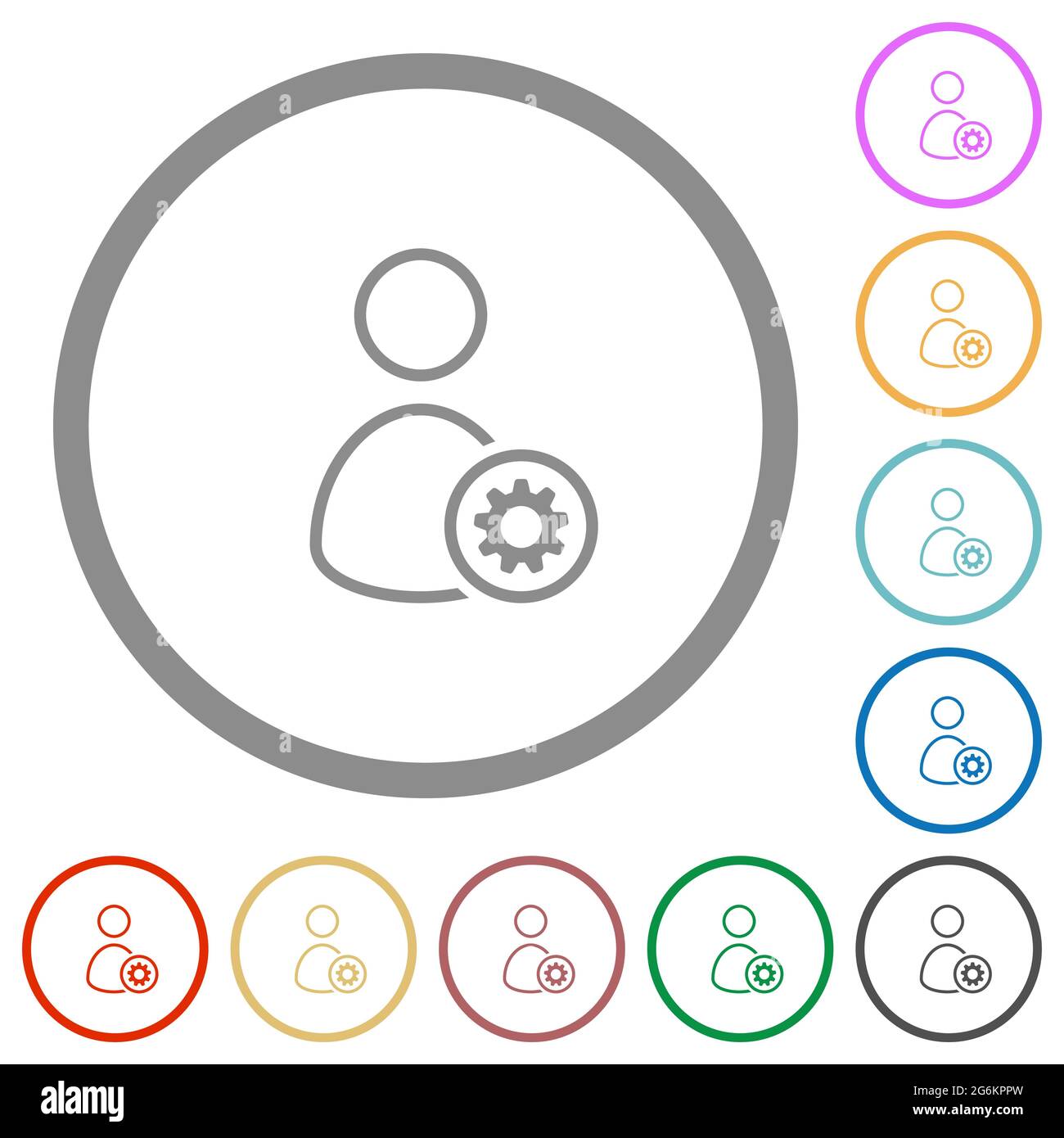 User settings outline flat color icons in round outlines on white ...