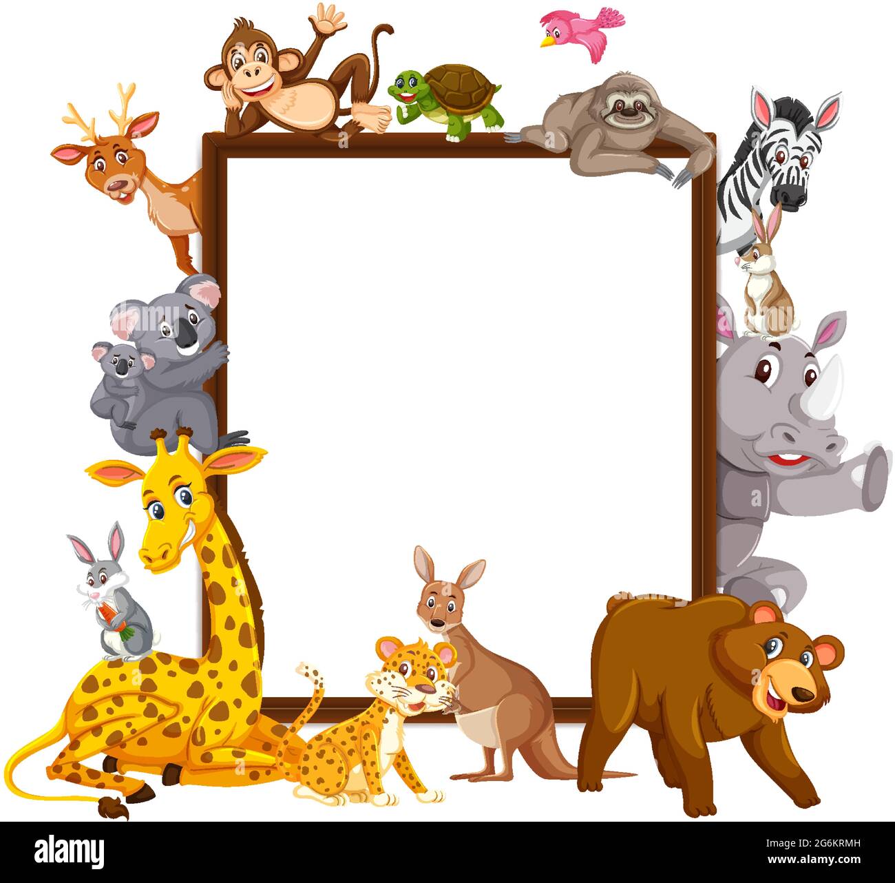 Empty banner with many different wild animals illustration Stock Vector ...